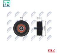 NTY RNK-PL-011 Deflection / guide pulley, V-ribbed belt
