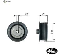 GATES T36776 Deflection / Guide Pulley, v-ribbed belt