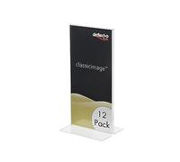 Deflecto A4 Portrait Stand Up Sign Display Pack of 12 - Menu Stand, Leaflet Display, Document Holder