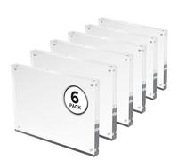 Deflecto 15mm A5 Magnetic Photo Block, Double Sided Acrylic Frame, 6 Pack | Double sided magnetic acrylic block for photos, signs and place cards. Clear freestanding picture display for any counter.