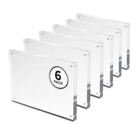 Deflecto 15mm A6 Magnetic Double Sided Acrylic Display Block Photo Frame, Clear, Transparent, Picture Display, Homemare (150 x 105 x 15mm) - Multi-pack purchase of 6