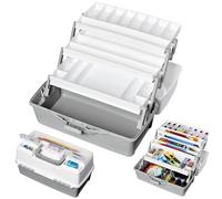 Deflecto 3 Layer Multipurpose Craft DIY Storage Box - Stackable with Fold Out Trays Compartments and Handle - Ideal for Organising Art Crafts, Toys, Lego, Medicine, Hair Accessories & Many More!