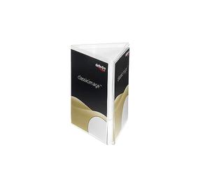 Deflecto 3 Sided A6 Portrait Sign Holder Menu Display - A6 Plastic Display Stand - A6 Menu Holders - Stands For Display - Leaflet Display Stands - Display Stand A6 Poster Holder