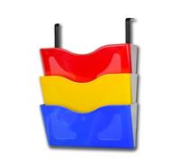 Deflecto 3 x A4 LS Wall Pocket Lit File with Hanging Bracket - Red, Yellow,Blue