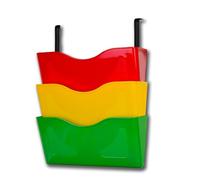 Deflecto 3 x A4 LS Wall Pocket Lit File with Hanging Bracket - Red Yellow Green