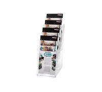 deflect-o Literature Display Holder 4-Tier 4x1/3 A4 Wall/Desktop Transparent
