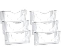 Deflecto 6-Pack, A4 Wall Mounted Magazine File Holder - Perfect for Folders, Files, Mails & Brochure - Crystal Acrylic Document Organiser - Letter Racks for Home & Office with Sleek Landscape Design