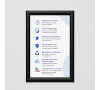 Deflecto A1 Snap Frame Black, Aluminium Clip Frame, Certificate & Poster