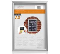 Deflecto A3 Snap Frame Silver - Aluminium Clip Frame for Certificate, Wall Display & Photo Hanger - Poster Holder with Convenient Front Opening Clips