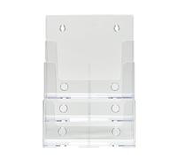 Deflecto A4 3-Tier Acrylic Literature Holder | Crystal Clear Countertop & Wall Mount Brochure Display Rack | Durable Multi-Pocket Leaflet Magazine File Organizer for Office, Business & Waiting Rooms