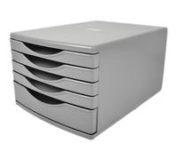 Deflecto A4 Desktop Drawer Organiser 5 Drawers - 1 x 60mm and 4 x 30mm Drawer Tower Unit Grey - CP145YTGRY