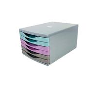 Deflecto A4 Desktop Drawer Set - 6 x 30mm Drawers in Soft Pastel Tones - Desk Storage Organizer