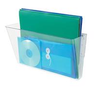 Deflecto Literature Wall Pocket Stackable Landscape Oversized W413xH178mm Crystal Ref DE74301