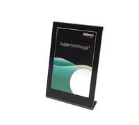 Deflecto A4 Portrait Slanted Sign Holder, Black Frame, A4 Plastic Display Stand, A4 Menu Holders, Leaflet Display Stand, A4 Poster Holder