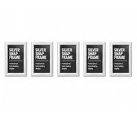 Deflecto Pk 5 x A4 Snap Frame Silver - Aluminium Clip Frames - Wall Mount Picture Frames - Posters Display Holder - Front Opening Picture Frame Clips