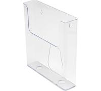 Deflecto Pack of 6 Portrait Literature Stands for Display - A5 Wall Mounted Magazine File Holder - Perfect for Leaflet, Brochure, & Menu - Clear Plastic Document Folder Rack with Flat Back Design