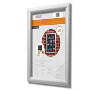 Deflecto A5 Snap Frame Silver, Aluminium Clip Frame, Certificate & Poster | Front opening aluminium picture frame for posters, certificates and photos. Wall mount display for home, office or retail.