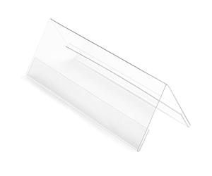 Deflecto A6 Table Place Name Holder Landscape - Crystal Clear, Double-Sided Card Display Stand with Durable PVC Construction - Ideal for Offices, Meetings, Receptions Conferences & More