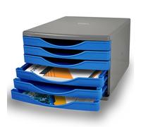 Deflecto Bold Blue Desk Drawer Set featuring 6 x 30mm drawers In Bold Blue - Desk Organiser Drawers - Small Storage Drawers - Desk Storage Drawers - Desktop A4 Storage Drawers