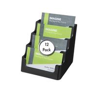 Deflecto Business Card Holder - 4 Tier 4 Pocket - Landscape - Pack of 12 - Black
