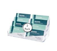 Deflecto Business Card Holder - 4 Tier 8 Pocket - Landscape - Pack of 2 - Clear
