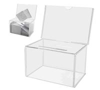 Deflecto Suggestion/Coin Box (89mm x 6.4mm Drop Slot) With 152 x 102mm Sign Holder Crystal - 592901