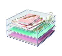 Deflecto | Clear Plastic Stackable Storage Single Tray Drawer for Arts & Crafts Organizing | Oversized Storage Solution For Paper & Stationery | 12" x 12"