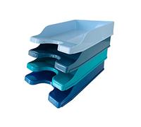 Deflecto Cool Breeze Letter Trays Blue - Pack of 4