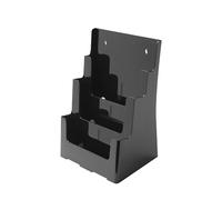 Deflecto Countertop A4 3 Tier Portrait Multi Tier Literature Holder - Black - Multiple Pocket Magazine File Holder - Wall Mounting - Leaflet Holder