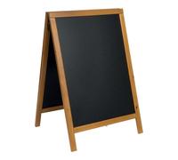 Deflecto Double-Sided Pavement A-Frame Chalkboard, Freestanding Blackboard Display for Cafés, Shops, Events, Menus, Street Signage - 85cm x 54.5cm x 44cm Teak