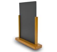 Deflecto Double-Sided Table Chalkboard Sign, Freestanding Mini Display for Cafés, Weddings, Parties, Menus, Event Labels, Tabletop Message Board - Single Pack, Large (32.3x27x7.1cm) Teak