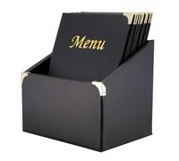 Deflecto Essential Range Menu Holder, Wipe Clean Menu Display for Cafes, Restaurants and Hospitality Counters, Tabletop Menu in Presentation and Display Box - A4 Black, Pack of 10