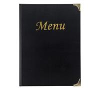 Deflecto Essential Range Menu Holder, Wipe Clean Menu Display for Cafes, Restaurants and Hospitality Counters, Tabletop Menu Presentation - A4 Black, Pack of 10