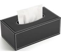 Deflecto Faux Leather Magnetic Close Rectangular Tissue Box Holder Tissue Dispenser Napkin Dispenser Tissue Cover Tissues not included (25x13.8x9.5cm)