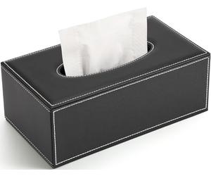 Deflecto Faux Leather Magnetic Close Rectangular Tissue Box Holder Tissue Dispenser Napkin Dispenser Tissue Cover Tissues not included (25x13.8x9.5cm)