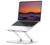Deflecto Folding Adjustable Height Aluminium Laptop Stand with Vertical Vented Platform suitable for Laptops up to 17" in Silver