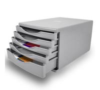Deflecto A4 Desktop Drawer Organiser 5 Drawers - 1 x 60mm and 4 x 30mm Drawer Tower Unit Grey - CP145YTGRY