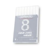 Deflecto Liquid chalkmarker white - 3mm Reversible rounded to chisel Nib - Set of 8