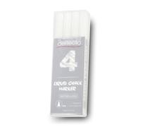 Deflecto Liquid chalkmarker white - small 3mm Reversible rounded to chisel Nib - Set of 4