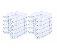 Deflecto Pack of 10 Gemstone collection Contemporary Self Stacking Letter Tray - Diamond