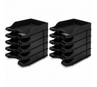 Deflecto Pack of 10 Gemstone collection Contemporary Self Stacking Letter Tray - Onyx
