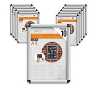 Deflecto® Pack of 5 Rounded Corner A3 Snap Poster Frames with a 25mm profile Silver