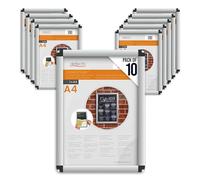 Deflecto® Pack of 5 Rounded Corner A4 Snap Frame with a 25mm profile Silver