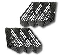 Deflecto Pack of 6 Essential Range Maxi Magazine File Holder - Desk File Organiser (Black)