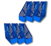 Deflecto Pack of 6 Essential Range Maxi Magazine File Holder - Desk File Organiser (Blue)