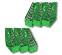 Deflecto Pack of 6 Essential Range Maxi Magazine File Holder - Desk File Organiser (Green)
