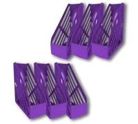 Deflecto Pack of 6 Essential Range Maxi Magazine File Holder - Desk File Organiser (Purple)