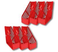 Deflecto Pack of 6 Essential Range Maxi Magazine File Holder - Desk File Organiser (Red)