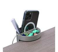 Deflecto Space Saving Small Desktop Storage Organiser, Stationery Pen Holder with Standing Desk Attachment, Desk Organiser, Dual Compartment Desk Tidy - Grey- Pack of 4