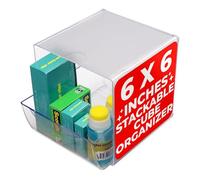 Deflecto Stackable Cube Organizer, Desk and Craft Organizer, 1 Drawer, Clear, Removable Drawer, 6"W x 6"H x 7"D (350801)